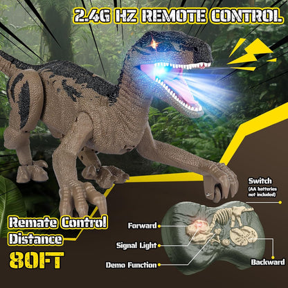 Dinosaur Toys for Kids 3-5, 5-7, 8-12, 2.4GHz Remote Control Dinosaur with Walking, Realistic Sounds, Demo Mode, Rechargeable Jurassic Toys for Birthdays, Parties, Children’s Day