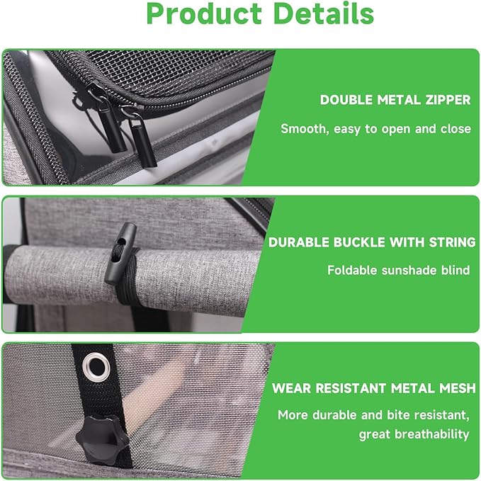 Bird Carrier Bag with Perch, Bird Travel Carrier Backpack with Stainless Steel Plate and Mesh, Portable Transparent Parakeet Travel Cage with Feeder Cups for Small Birds Parakeet Parrot