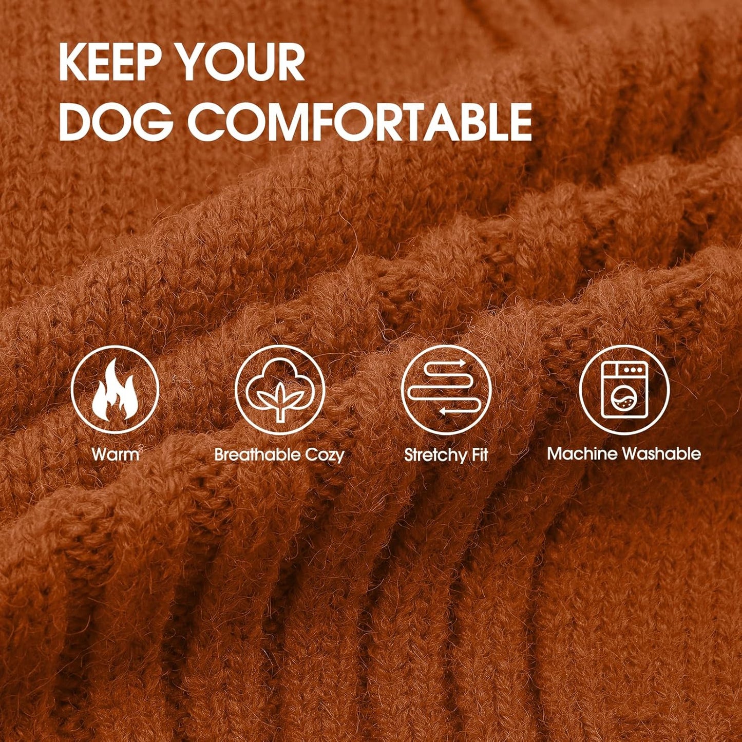 IECOii XXXL Dog Sweater,Warm Dog Sweaters for Extra Large Dogs Girl Boy,Stretchy & Cozy,Turtleneck Knitted Pullover for Pet Wear On Holiday,Easy On Doggy Sweatshirt for Labrador (Caramel,XXXL)