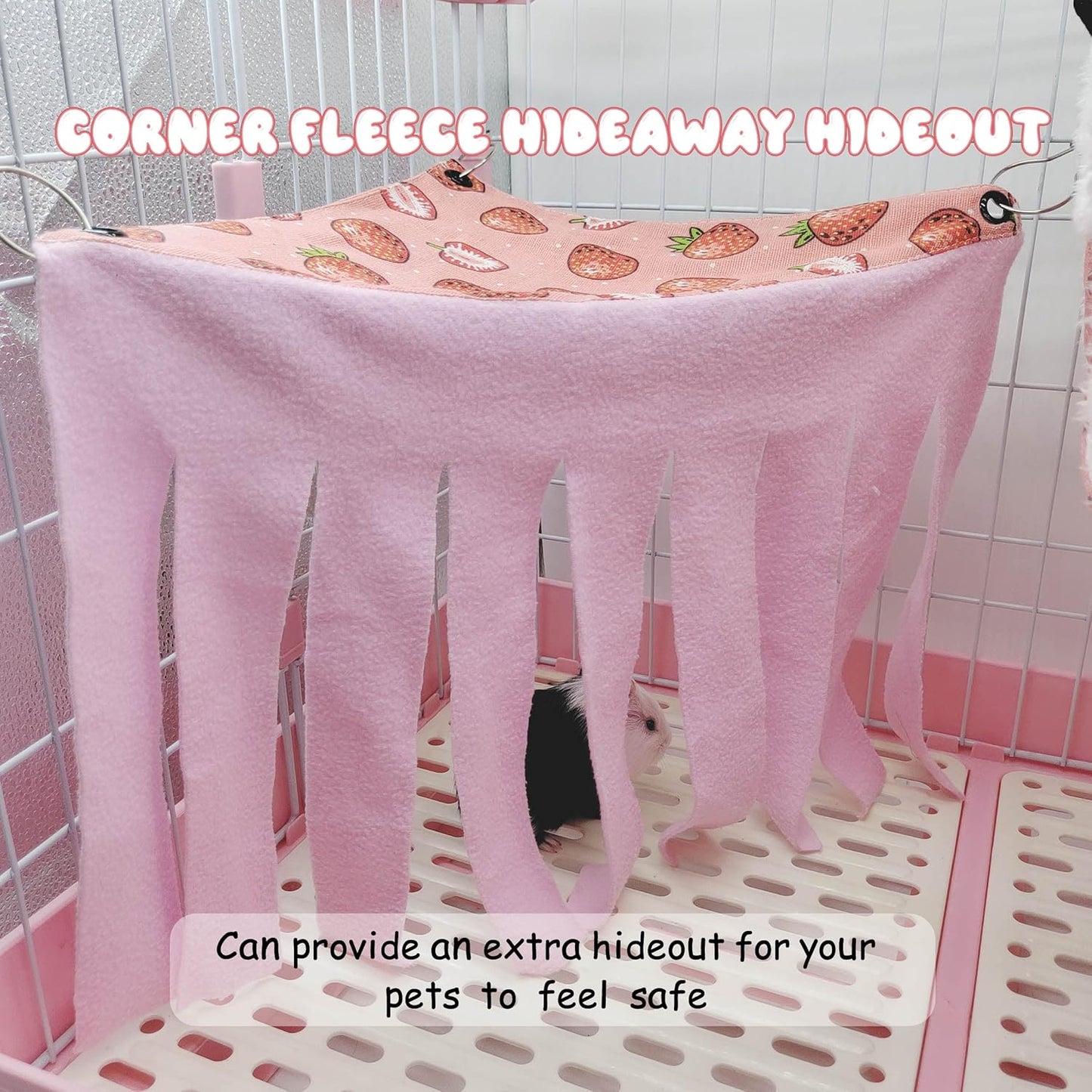 LYART Guinea Pig Rat Ferret Hammock and Warm Bed Small Pet Hideout Tunnel Cave Hanging Bunkbed Hammock Cage Toy for Hamster Sugar Glider Squirrel (2.Hammock & Hideout)