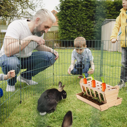DOUBFIVSY Rabbit Hay Feeder, Large Capacity Wooden Hay Feeder for Rabbits Guinea Pigs Chinchillas, Pet-self Feeding Hay Manager Alfalfa Timothy Dispenser Grass Holder Carrot Feeders for Bunny
