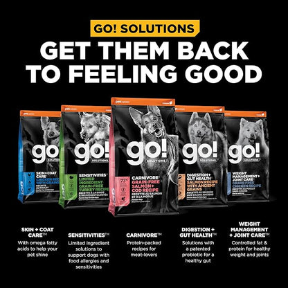 Go! Solutions Carnivore, Grain-Free, Protein Rich Dry Dog Food, Salmon and Cod Recipe, 3.5 lb Bag