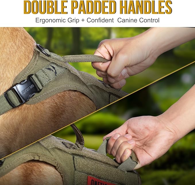 OneTigris Tactical Large Dog Harness, 5X Metal Buckled No Pull Service Dog Harness Vest with Hook & Loop Panels, Military Heavy Duty Dog Vest for Walking Hiking Training
