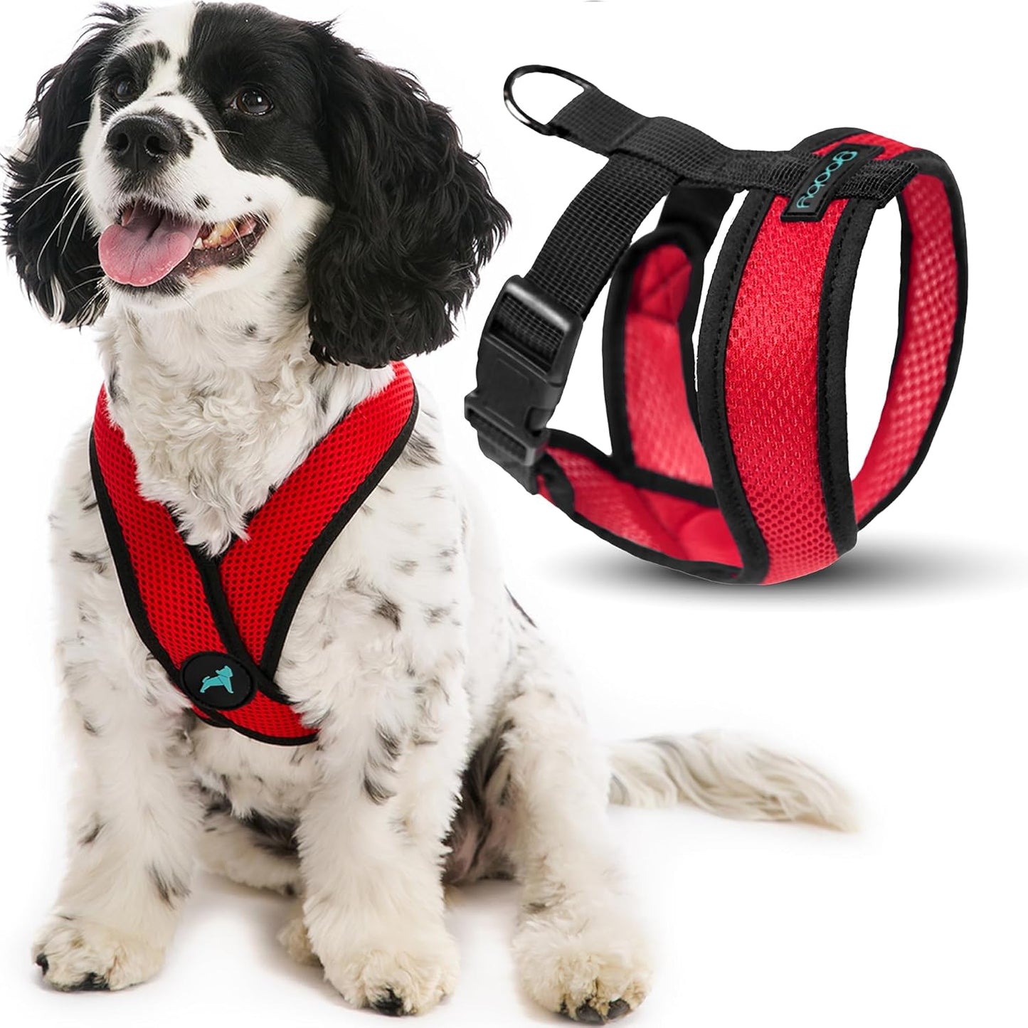 Gooby Comfort X Head in Harness - Red, Medium - No Pull Small Dog Harness, Patented Choke-Free X Frame - Perfect on The Go Dog Harness for Medium Dogs No Pull or Small Dogs for Indoor and Outdoor Use