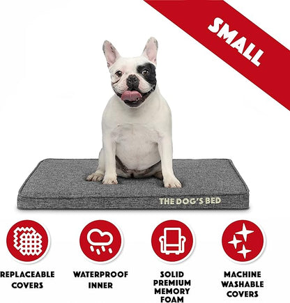 The Dog’s Bed Orthopedic Memory Foam Dog Bed, Small Grey Poly-Linen Pain Relief for Arthritis, Hip & Elbow Dysplasia, Post Surgery, Supportive, Calming, Waterproof Washable Covers