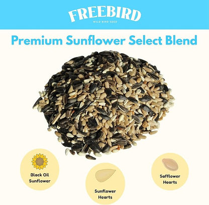 Premium Sunflower Select Bird Seed by Freebird - Black Oil Sunflower Seeds, Sunflower Kernels, Safflower Seeds - Finch and Songbird Wild Bird Seed for Outside Feeders - 6lb Bag