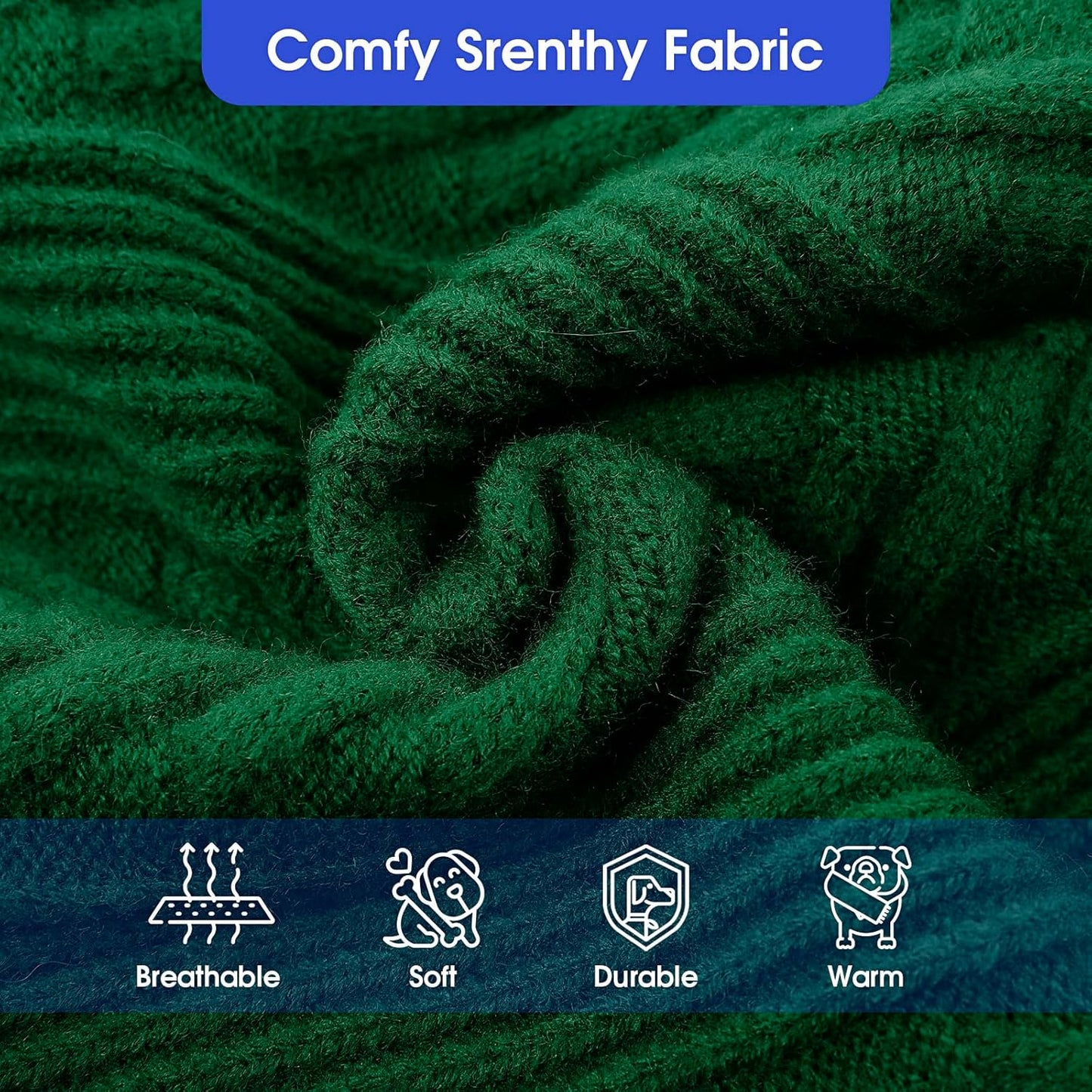 ASENKU Extra-Large Dog Sweater, Dog Sweaters for Extra Large Dogs, Pet Sweatshirt Apparel Turtleneck Pullover Winter for Doberman, Great Dane (Dark Green, 4XL)