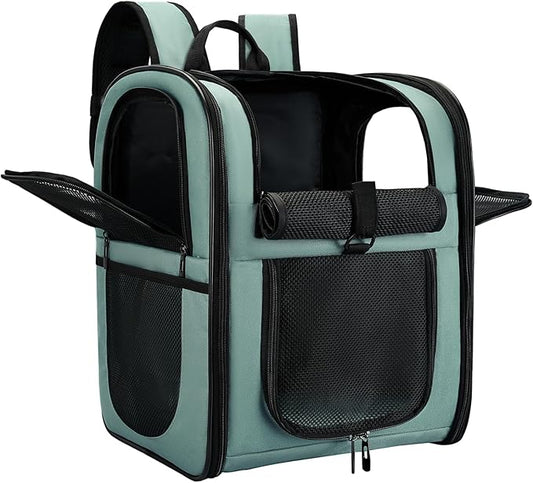 Apollo Walker Dog & Cat Carrier Backpack for 4-18lb Pets - Ventilated Safe Design with Padded Back Support, Breathable Mesh Pet Backpack for Hiking, Travel, Outdoor (Blue)