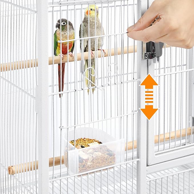 Yaheetech 54" Large Flight Bird Cage for Parrots Macaw Cockatiels Sun Parakeets Lovebird Green Cheek Conures African Grey Small Quaker Amazon Parrots with Rolling Stand, White