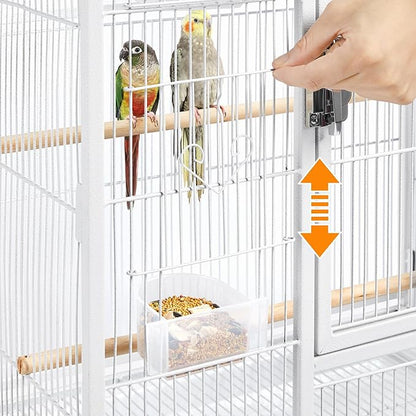 Yaheetech 54" Large Flight Bird Cage for Parrots Macaw Cockatiels Sun Parakeets Lovebird Green Cheek Conures African Grey Small Quaker Amazon Parrots with Rolling Stand, White