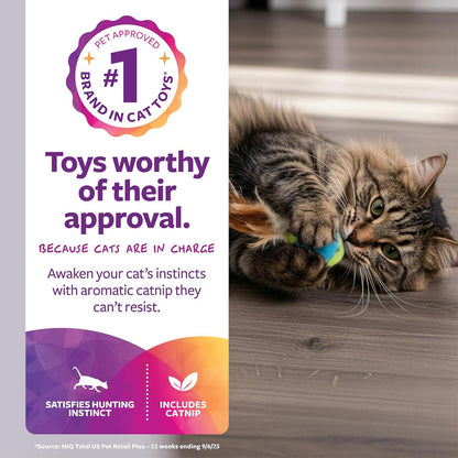 SmartyKat Flutter Balls Catnip Plush and Feather Cat Toys, Erratic Motion for Batting & Pouncing Fun for Cats & Kittens, Set of 2