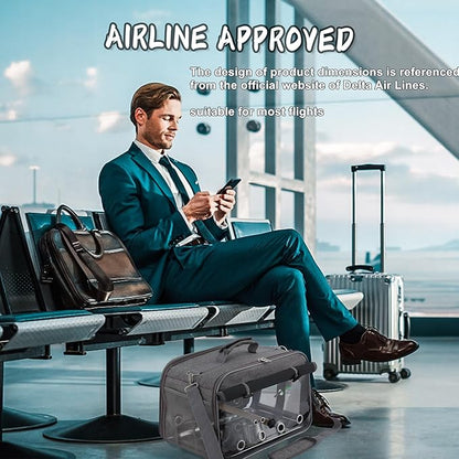 Suertree Bird Carrier Airline Approved, Bird Travel Cage with Indestructible Stainless Steel Mesh, Bird Travel Bag Lightweight and Portable with Water Bottle and Bowl