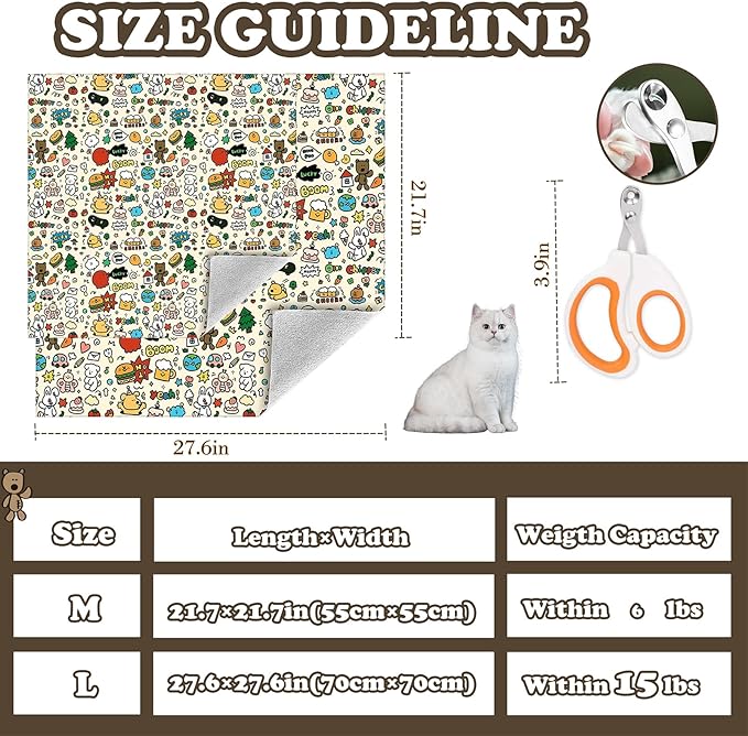 21.7" Cat Grooming Wrap, Cat Wrap for Cutting Nails, Medicine, Teeth Brushing & Ear Cleaning, Cat Nail Trimming Restraint, Self-Adhering Cat Swaddle Wrap, Anti-Scratch Anti-Escape M(Within 6lbs)