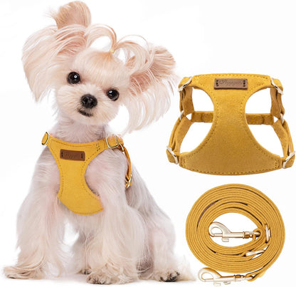 Puppytie No Pull xs Dog Harness with Multifunction Dog Leash,Soft Adjustable No Choke Escape Proof Pet Harness Vest,Yellow,XS