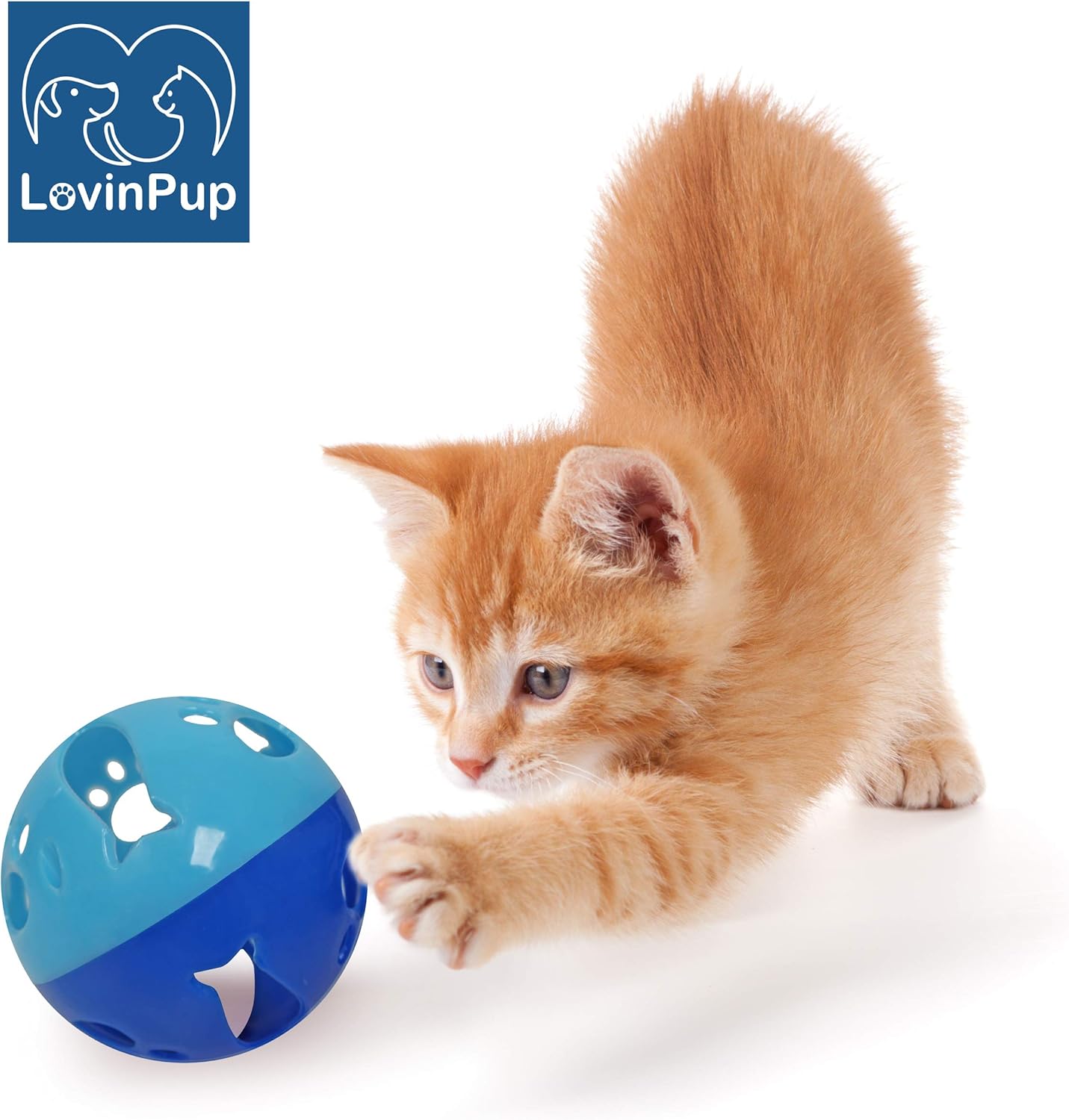 Cat Ball Toy with Bell Larger Size, Bells Jingle as Balls Roll, Cat Toy for Small or Large Cats, or Other Animals (Blue - 1 Pack)