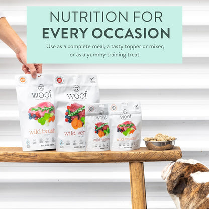 The New Zealand Natural Pet Food Co Woof Freeze Dried Dog Food - Wild Venison, High Protein, Dog Food Topper & Dog Treats, All Life Stages, 1.76 oz