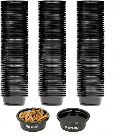 100 pcs 0.5oz Crested Gecko Food and Water Feeding Cups, Reptile Feeder Bowls, for Lizard and Other Small Pet Ledge Accessories Supplies - Black