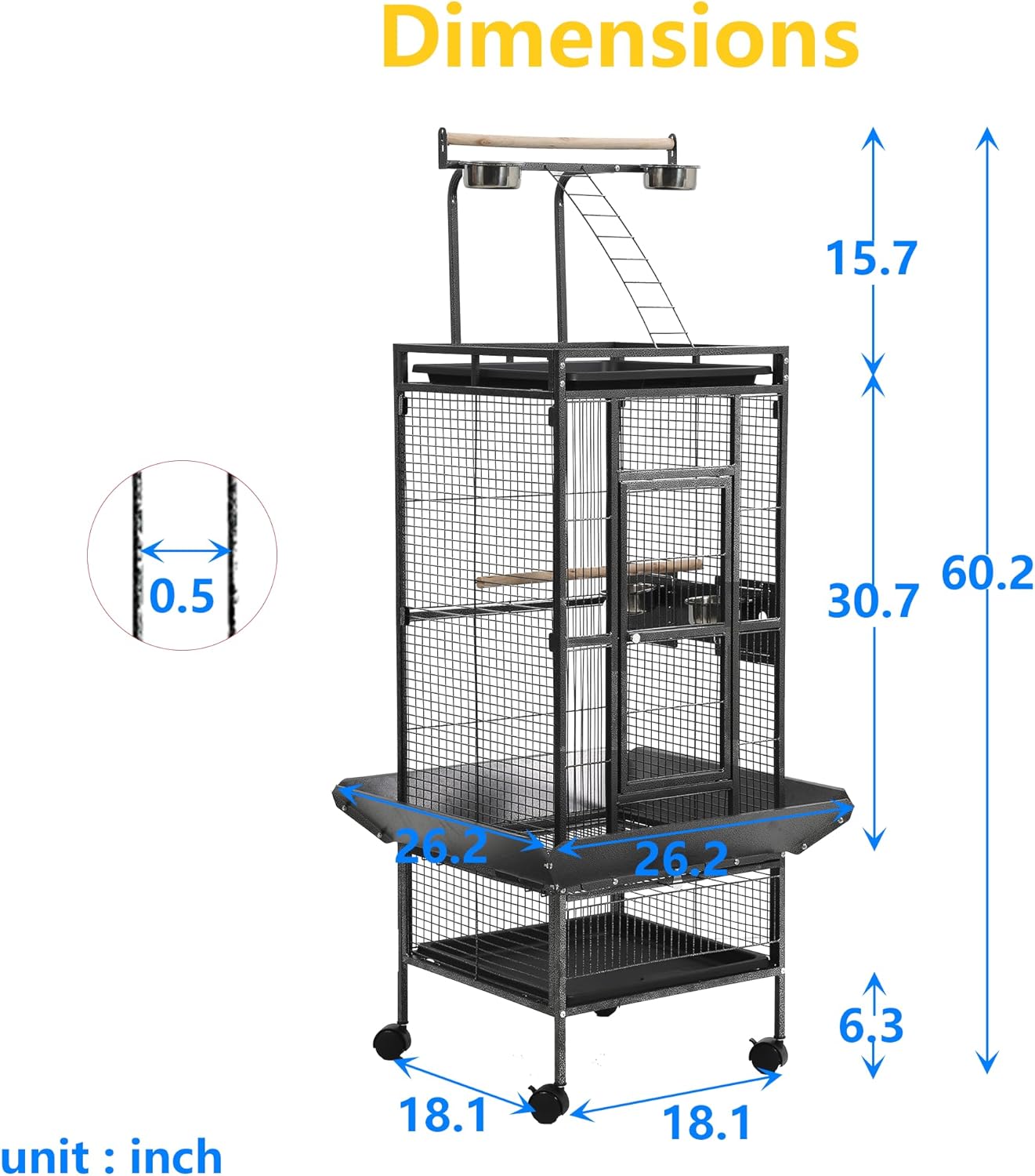 Large Bird Cages for Parakeets, Cockatiel Cage for Birds with Parrot Toys,Birdcage Covers for Night,Skirt Seed Catcher, Play Top for Conure Canary Finch Lovebird Pigeon Budgie Quaker Parrot