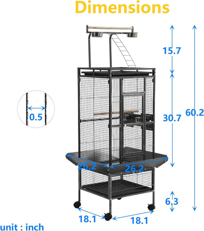 Large Bird Cages for Parakeets, Cockatiel Cage for Birds with Parrot Toys,Birdcage Covers for Night,Skirt Seed Catcher, Play Top for Conure Canary Finch Lovebird Pigeon Budgie Quaker Parrot