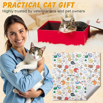 27.6" Cat Wrap for Cutting Nails, Self-Adhesive Cat Grooming Wrap Anti-Escape Cat Restraint for Nail Clipping Cat Swaddle Wrap Cat Wrapping Cloth for Pet Cleaning and Beauty (Within 15lbs)
