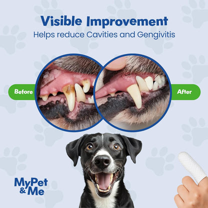 My Pet & Me Dog & Cat Finger Toothbrush Wipes – 50 Ct | Disposable Dental Wipes for Pets | Gentle, No-Rinse Oral Cleaning Gloves for Easy Teeth Care