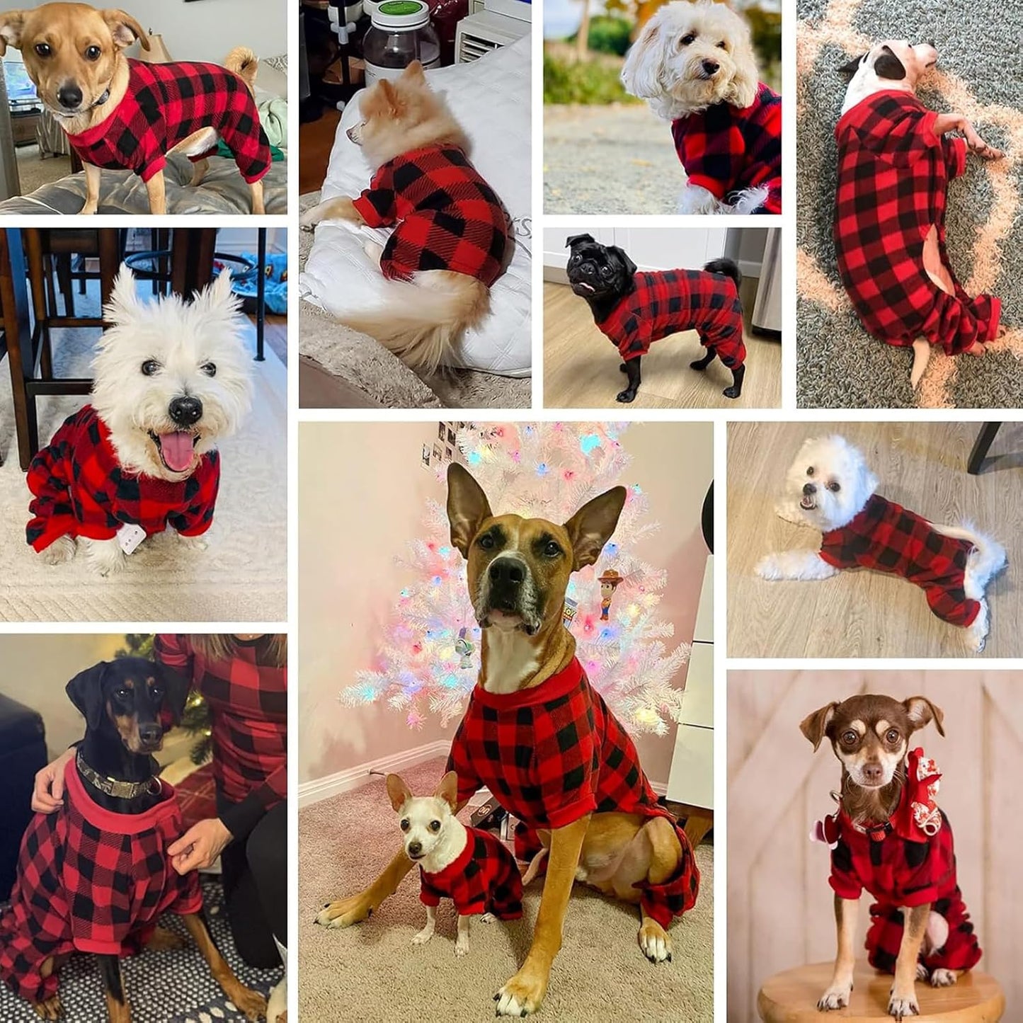 SCENEREAL Dog Pajamas for Large Sized Dogs - Soft Pet Sweater Clothes Pjs, Warm Comfy Puppy Coat Onesie Outfits for L XL XXL Doggie Winter, Holiday Christmas Dog Costume Jammies