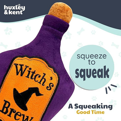 Huxley & Kent Halloween Funny Dog Toy w/Squeaker – Power Plush Squeaky Dog Toys for Small, Medium & Large Dogs – Soft Stuffed Animal for Indoor Play & Fetch - Witch's Brew, One Size