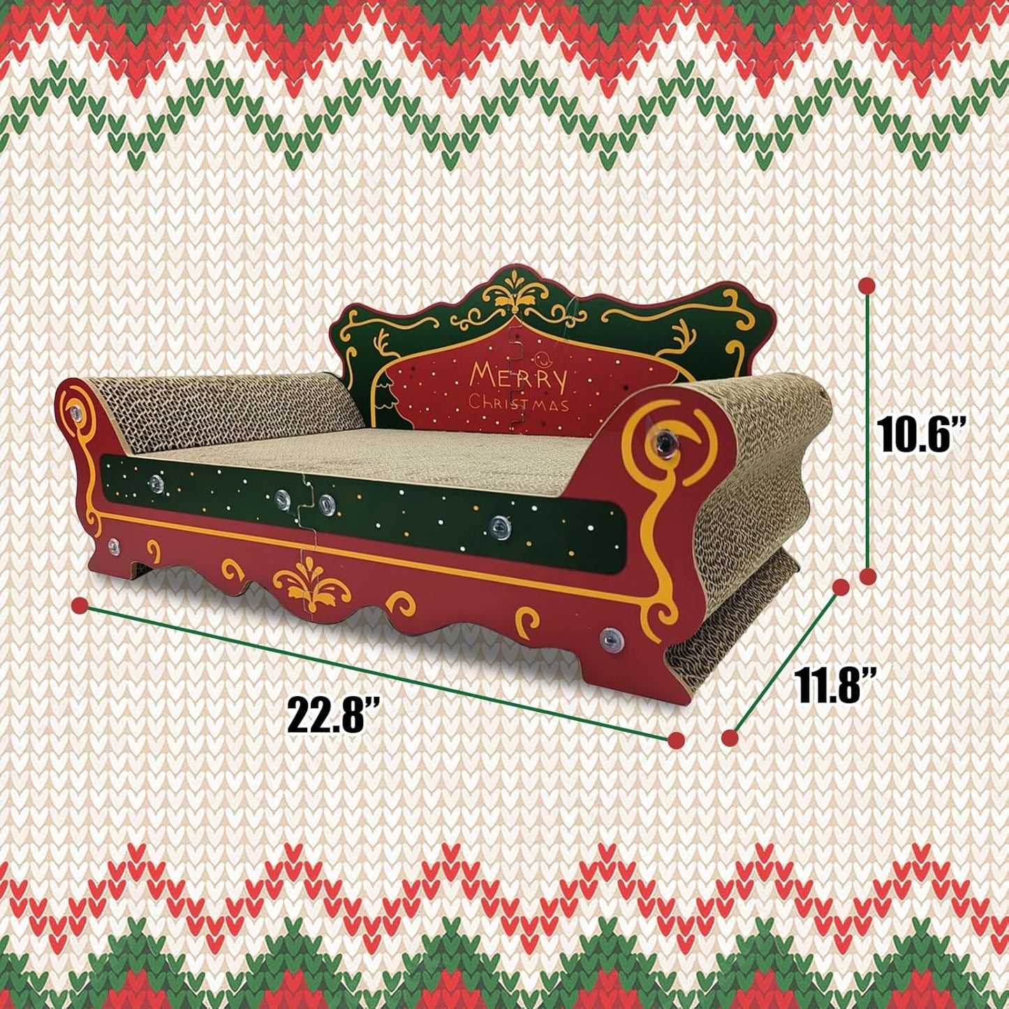 Luxury Cardboard Cat Scratcher Sofa Bed Couch Shaped Cat Scratching Board, Cat Scratch Lounge with Catnip,Cat Scratcher for Indoor Cats(Xmax)