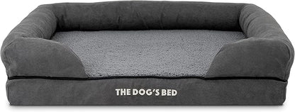 The Dog’s Bed, Medium Grey Plush Memory Foam, Pain Relief: Arthritis, Hip & Elbow Dysplasia, Post Surgery, Lameness, Supportive, Calming, Washable Cover