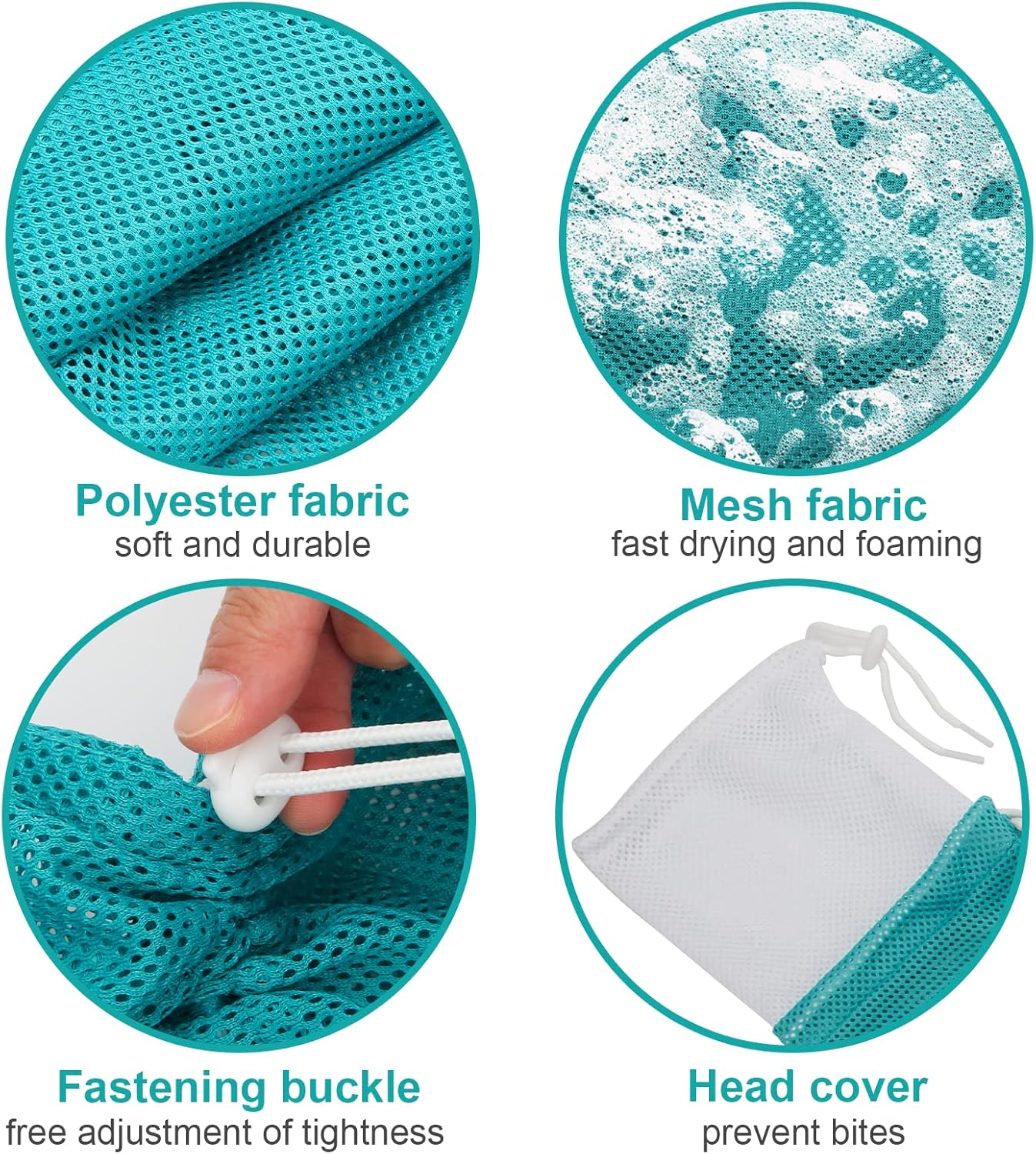 Breathable Mesh Shower Bag - Anti Scratch Adjustable Grooming for Nail Trimming, Bathing - Polyester Soft Cat Washing (White-Green)