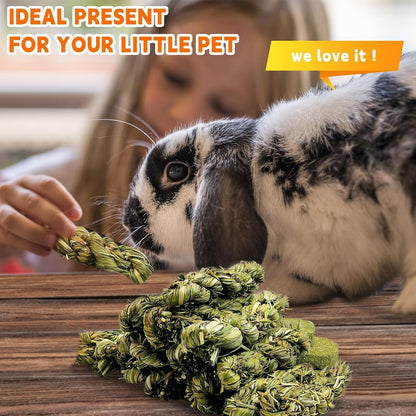 Hamiledyi 15 PCS Rabbit Chew Toys for Teeth - Timothy Hay Treats and Sticks - Natural Grass Chew Toys for Bunnies Guinea Pigs Hamsters and Chinchillas - Bunny Teeth Care