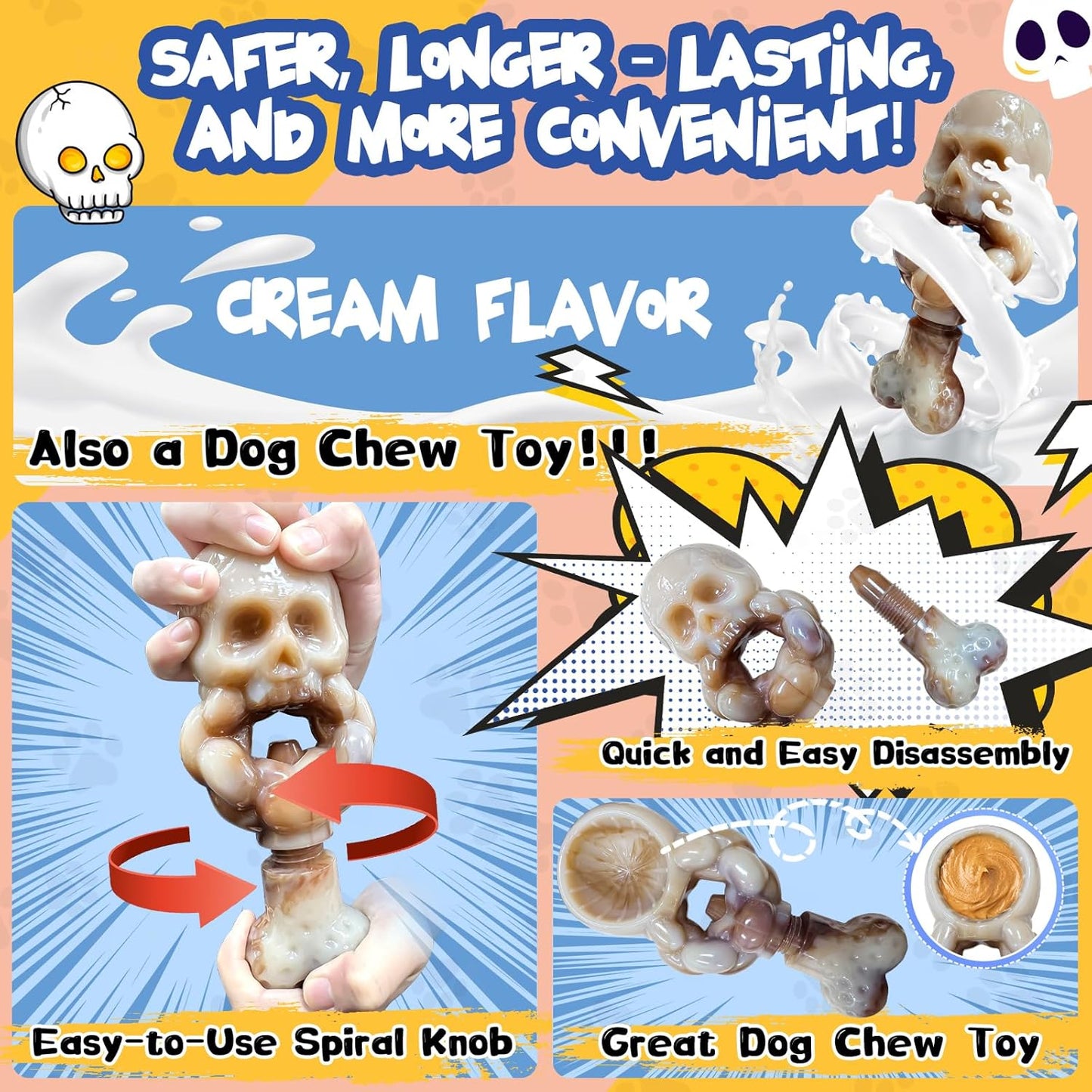 Tough Dog Toys for Aggressive Chewers: Indestructible Dog Chew Toys-Upgraded Bully Stick Holder & Chew Toys-Super Chewers Toys for Large,Medium,Small Breeds