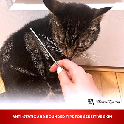 Warren London Precision Tail Comb made with Copper | 7 inches | Rounded Tips Prevent Irritation | Finishing and Fluffing Comb for Grooming Paws Face and Tail | Tear Stain Removal