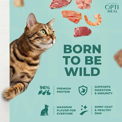 Optimeal Wet Cat Food Variety Pack - Grain Free Tender Morsels, High Protein Premium Nutrition Made with Natural European Ingredients in Savory Gravy, Adult Wet Cat Food Pouches 3oz Pouch (Pack of 12)