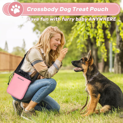 6 Set Dog Travel Bag, Large Pet Supplies for Dogs, Includes 2 Collapsible Dog Bowls, 2 Food Containers, 1 Treat Pouch with Pet Travel Bag, Pink