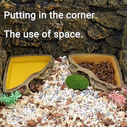 Reptile Feeder Resin Bowl Amphibian Reptile Bowl for Lizard Gecko Bearded Dragon Turtle