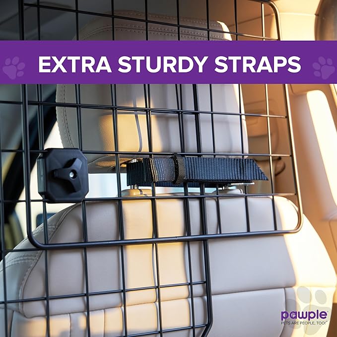 Pawple Dog Car Barrier for SUV's, Cars, Vehicles, & Trucks, Adjustable Large Pet Divider, Heavy-Duty Wire Mesh- Universal Fit