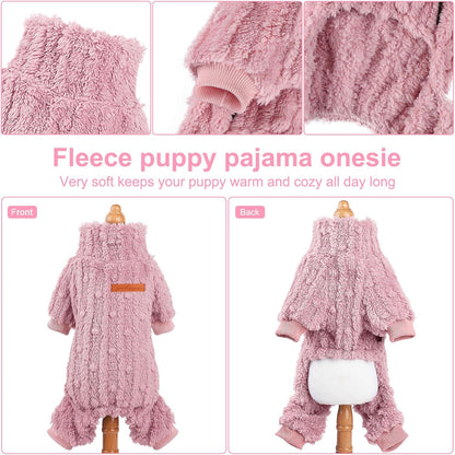 Dog Sweater for Small Dogs, XXS Dog Sweaters Turtleneck Doggie Pajamas Jumpsuits, Small Doggy Clothes Girl Boy, Cold Weather Puppy Onesie Outfits Yorkie Chihuahua Apparel, Pink, XS