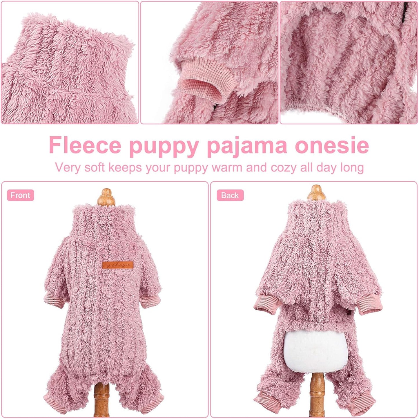 Dog Sweater for Small Dogs, XXS Dog Sweaters Turtleneck Doggie Pajamas Jumpsuits, Small Doggy Clothes Girl Boy, Cold Weather Puppy Onesie Outfits Yorkie Chihuahua Apparel, Pink, M