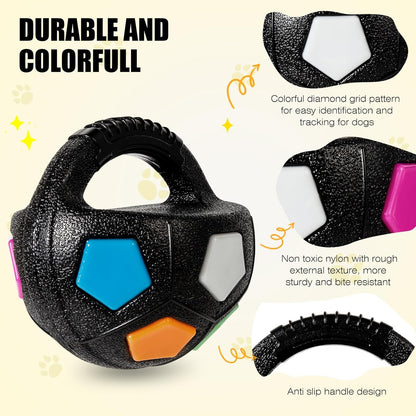 Dog Toy Ball with Handle, Toss and Fetch Play, Interactive Ball for Dogs Playing, Squeaky Floating (Black)