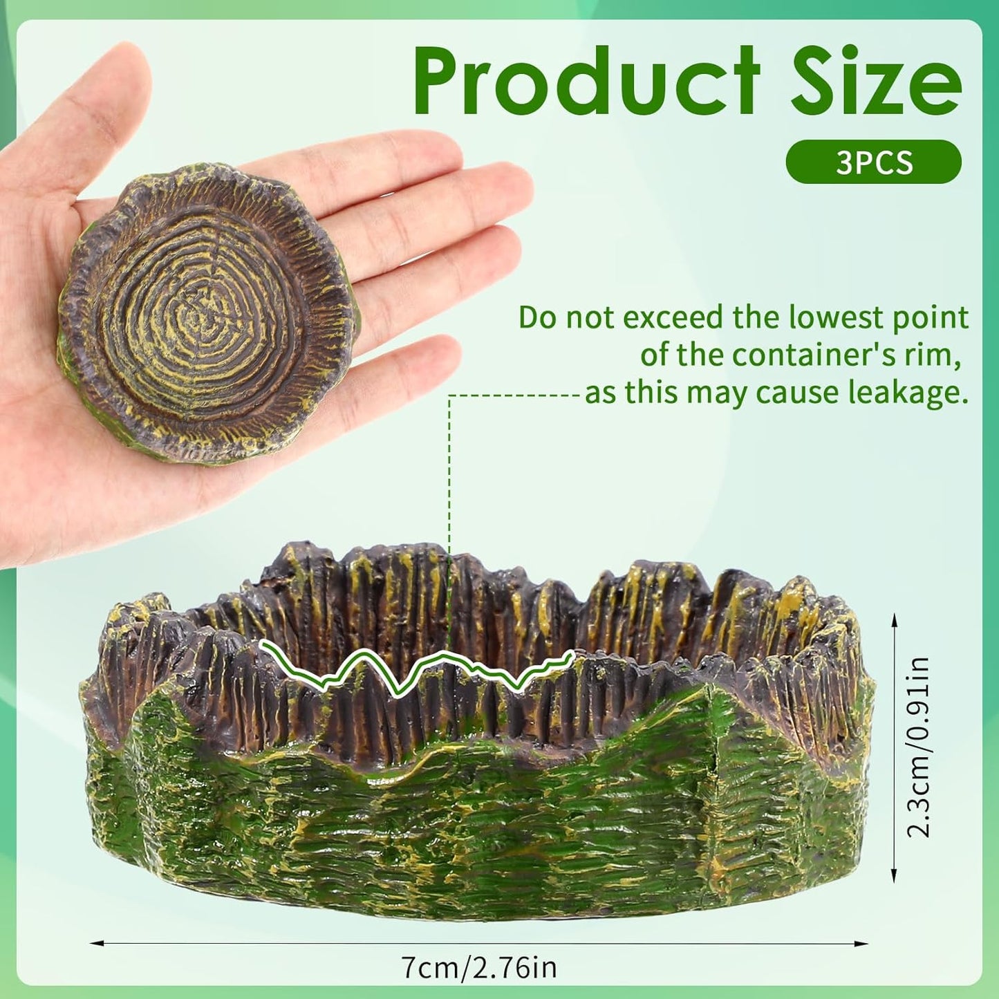 3Pcs Reptile Water Dish Hermit Crab Water Bowl Small Reptile Feeding Dish for Bearded Dragon Lizard Leopard Gecko