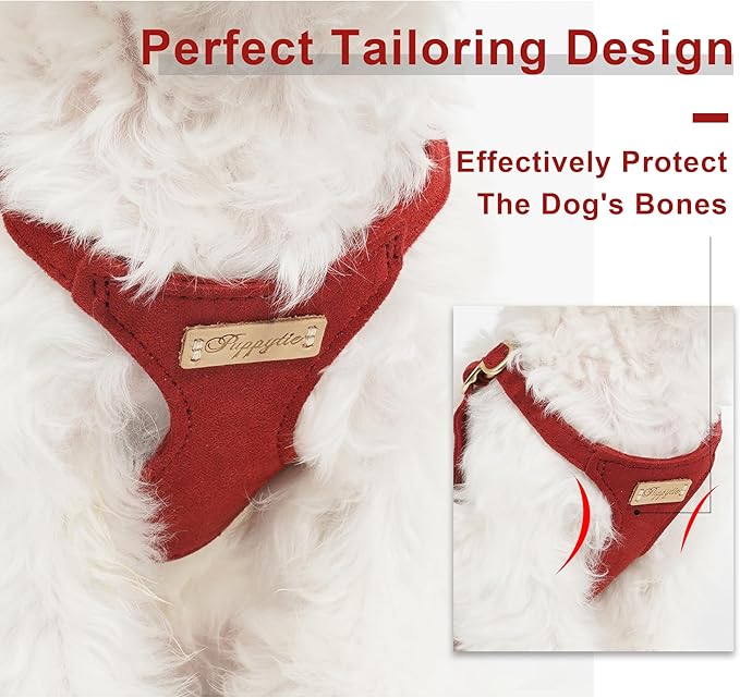 Puppytie No Pull Small Dog Harness with Multifunction Dog Leash,Lightweight Soft Adjustable No Choke Escape Proof Pet Harness Vest Pet Harness Vest,red Hawthorn,S