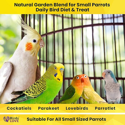 Birds LOVE All Natural Garden Blend Bird Food for Small Birds - Lovebirds, Cockatiels, Parakeets and Parrotlets 2lb