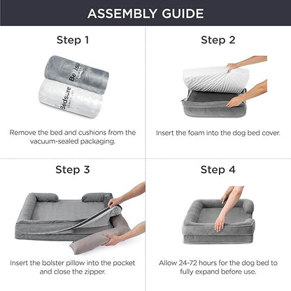 Bedsure XL Plus Orthopedic Dog Bed for Extra Large Dogs - Washable XLarge Dog Cat Bed Waterproof, Comfort Dogs Couch Sofa with Washable Removable Cover, Pet Bed with Nonskid Bottom, Brown, 48"