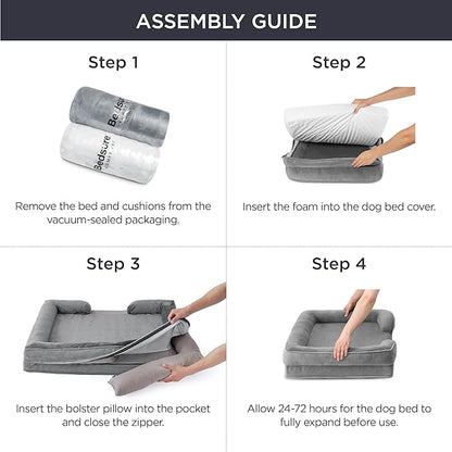 Bedsure XL Plus Orthopedic Dog Bed for Extra Large Dogs - Washable XLarge Dog Cat Bed Waterproof, Comfort Dogs Couch Sofa with Washable Removable Cover, Pet Bed with Nonskid Bottom, Ember Clay, 48"