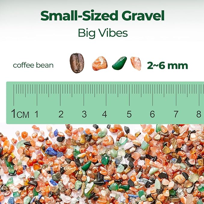 T4U Crystal Chips Stone Crushed Quartz Glass 1LB - Carnelian Tumbled Gravel Small Decorative Pebbles Bulk, Mini Polished Rocks Pieces for Crafts, Vases Filler, Succulent Plants, Aquarium Gravel Rocks