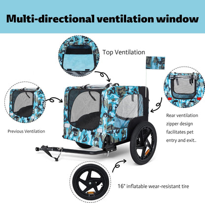 Pet Bike Trailer for Dogs, 88LBS Capacity Dog Bicycle Trailer with 20" Pneumatic Rubber Wheels, Multi-Directional Ventilation, Waterproof Cover, Perfect for Cycling with Pets