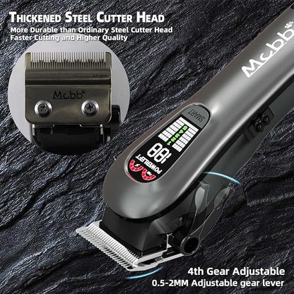 MCBB Dog Clippers - Low Noise, 5-Mode Heavy-Duty with LED Display, Rechargeable, Cordless Pet Grooming Tool