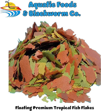 Aquatic Foods Inc. Tropical Fish Flakes, A Complete and Balanced Flake Food for Tropical Fish, Cichlids, Discus, Angel Fish, Bettas, Guppies, Tetras, Goldfish, Marine Fish...AF Flakes…1-lb