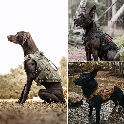 OneTigris Tactical Dog Harness for Small Dogs, No Pull Small Dog Vest Harness with Handles Breathable Military Dogs Molle Vests, Harness for Walking Hiking Training (Grey, XS)